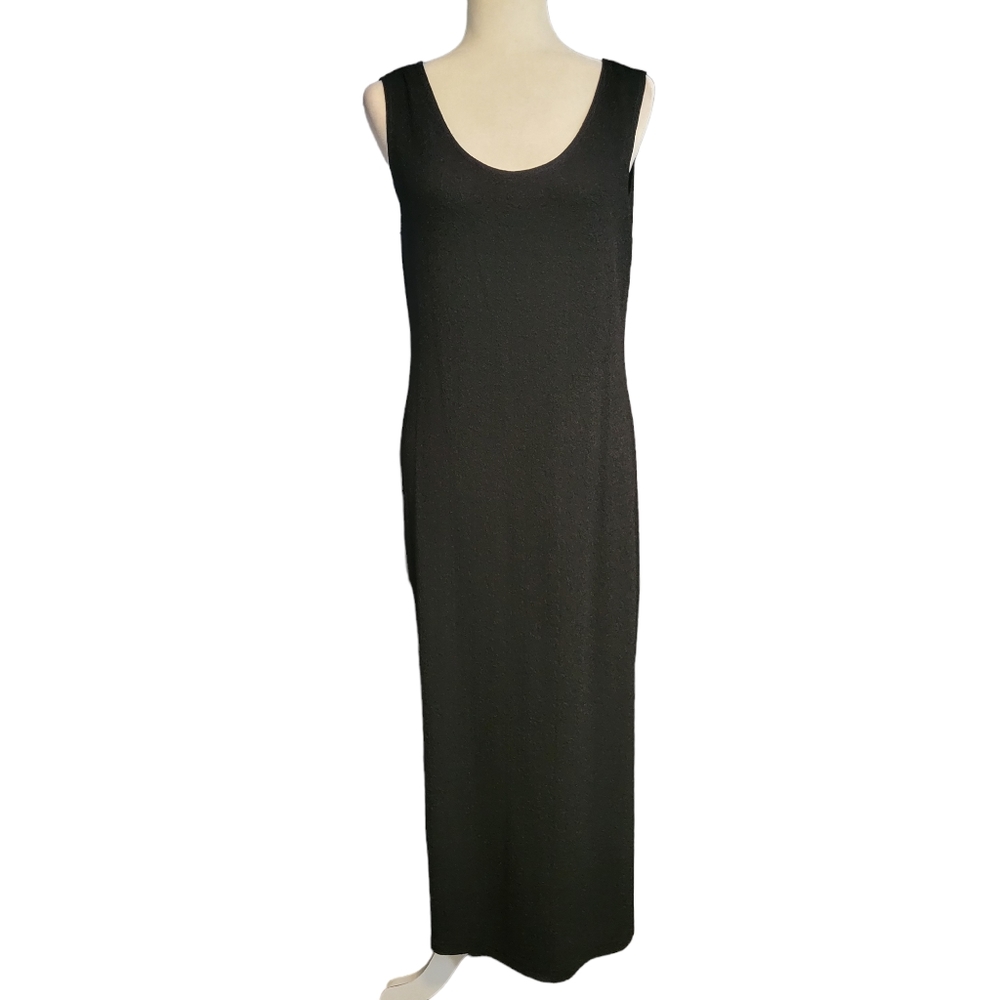 Danielle Casey Summer Maxi Dress Black Side Slit Coverup Lightweight Size 12